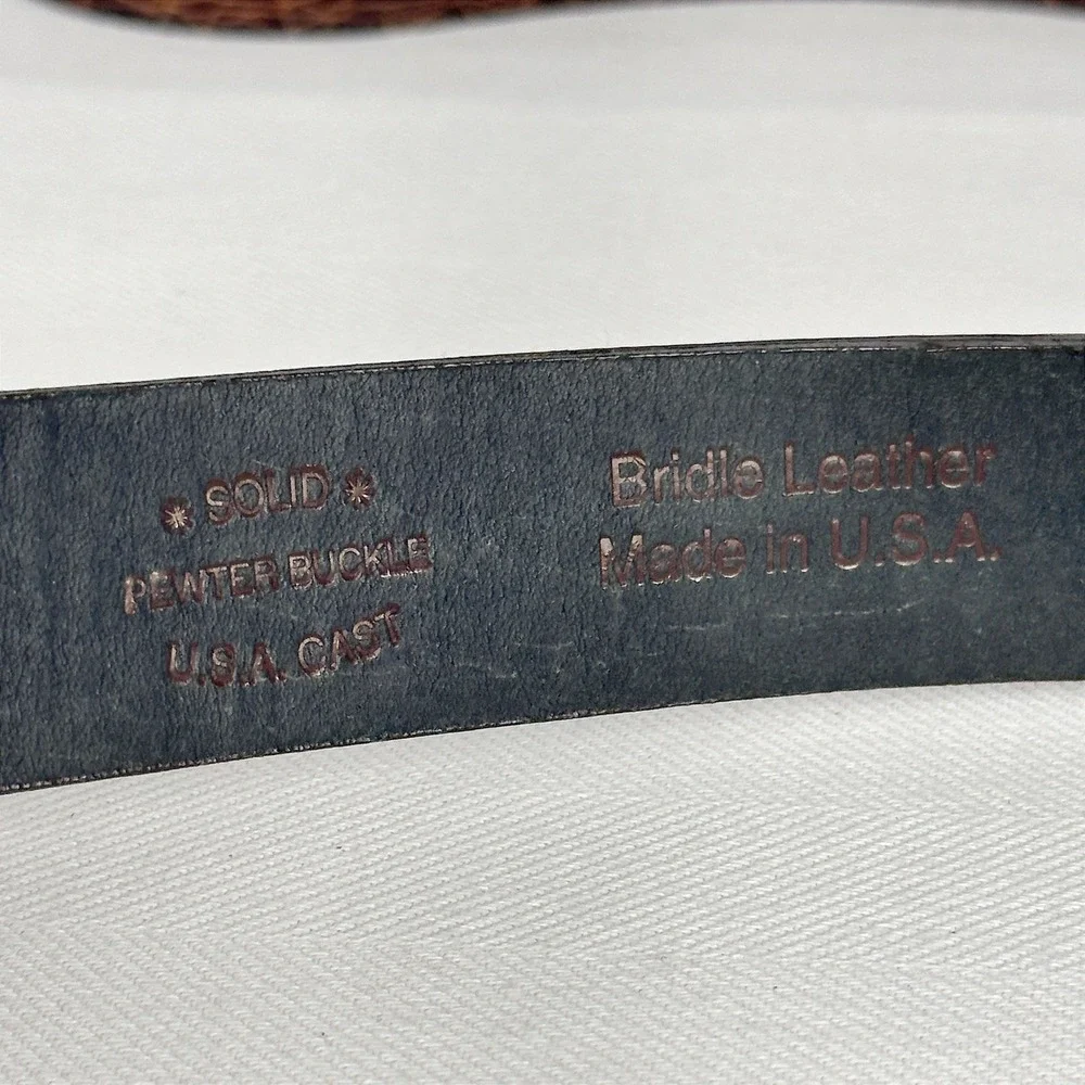 FCX‎ Collection Brown Croc Embossed Belt Pewter Vintage Heart Buckle Boho Size L